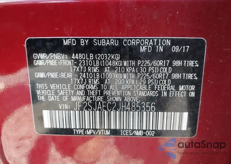 2018 Subaru Forester 2.5I Premium from USA, damaged, VIN JF2SJAEC2JH485356